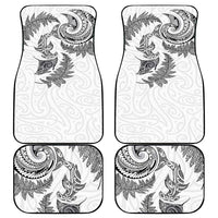 New Zealand Sea Animals with Maori Tribal Tattoo Car Mats Shark Manta Ray with Silver Fern White LT03 - Polynesian Pride