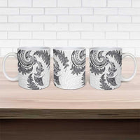 New Zealand Sea Animals with Maori Tribal Tattoo Ceramic Mug Shark Manta Ray with Silver Fern White LT03 - Polynesian Pride