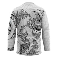 New Zealand Sea Animals with Maori Tribal Tattoo Hockey Jersey Shark Manta Ray with Silver Fern White LT03 - Polynesian Pride