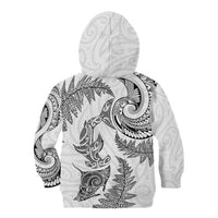 New Zealand Sea Animals with Maori Tribal Tattoo Kid Hoodie Shark Manta Ray with Silver Fern White LT03 - Polynesian Pride