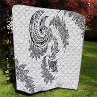 New Zealand Sea Animals with Maori Tribal Tattoo Quilt Shark Manta Ray with Silver Fern White LT03 - Polynesian Pride
