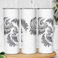New Zealand Sea Animals with Maori Tribal Tattoo Skinny Tumbler Shark Manta Ray with Silver Fern White LT03 - Polynesian Pride