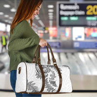New Zealand Sea Animals with Maori Tribal Tattoo Travel Bag Shark Manta Ray with Silver Fern White LT03 - Polynesian Pride