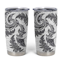 New Zealand Sea Animals with Maori Tribal Tattoo Tumbler Cup Shark Manta Ray with Silver Fern White LT03 White - Polynesian Pride