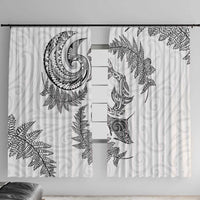 New Zealand Sea Animals with Maori Tribal Tattoo Window Curtain Shark Manta Ray with Silver Fern White LT03 With Hooks White - Polynesian Pride