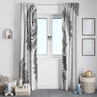 New Zealand Sea Animals with Maori Tribal Tattoo Window Curtain Shark Manta Ray with Silver Fern White LT03 - Polynesian Pride
