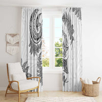 New Zealand Sea Animals with Maori Tribal Tattoo Window Curtain Shark Manta Ray with Silver Fern White LT03 - Polynesian Pride