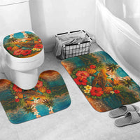 Hawaiian Turtles on Beach Bathroom Set with Pineapple Tropical Plant and Lei