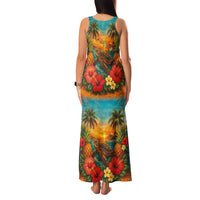 Hawaiian Turtles on Beach Family Matching Tank Maxi Dress and Hawaiian Shirt with Pineapple Tropical Plant and Lei LT03 - Polynesian Pride