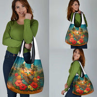 Hawaiian Turtles on Beach Grocery Bag with Pineapple Tropical Plant and Lei LT03 - Polynesian Pride