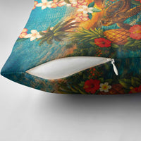 Hawaiian Turtles on Beach Pillow Cover with Pineapple Tropical Plant and Lei