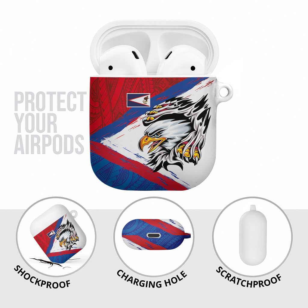 American Samoa Flag Day AirPods Case Polynesian Art Geometric with Flag Brush Style