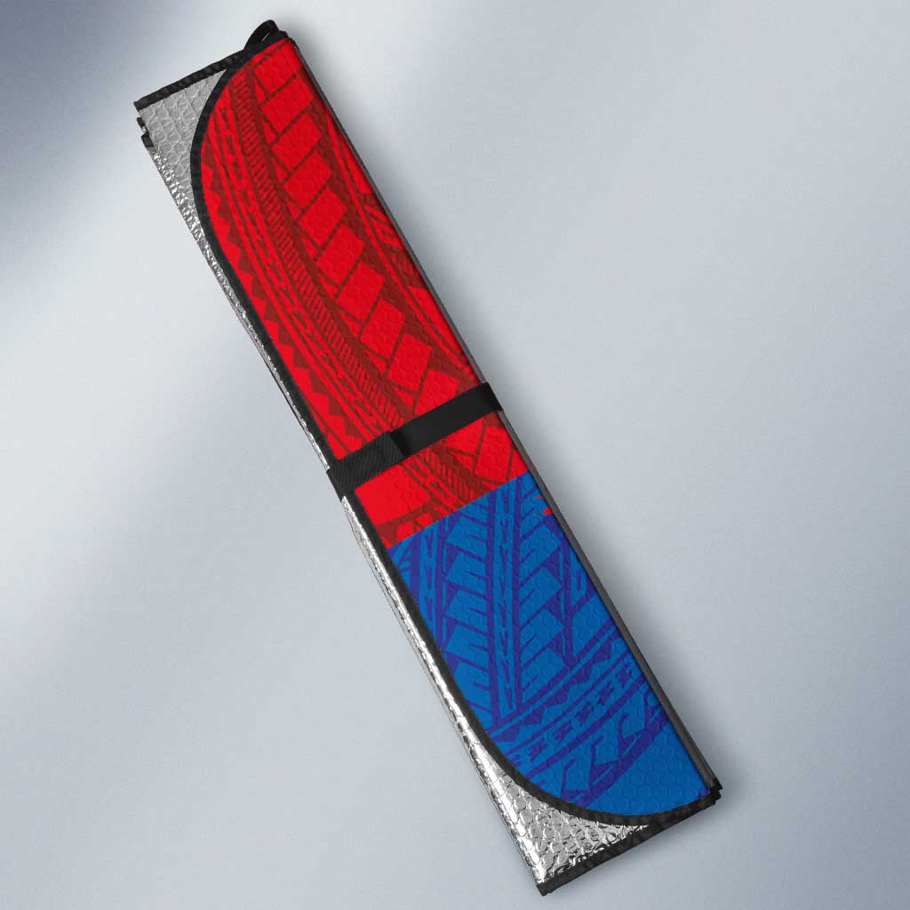 American Samoa Flag Day Auto Sun Shade Polynesian Art Geometric with Flag Brush Style