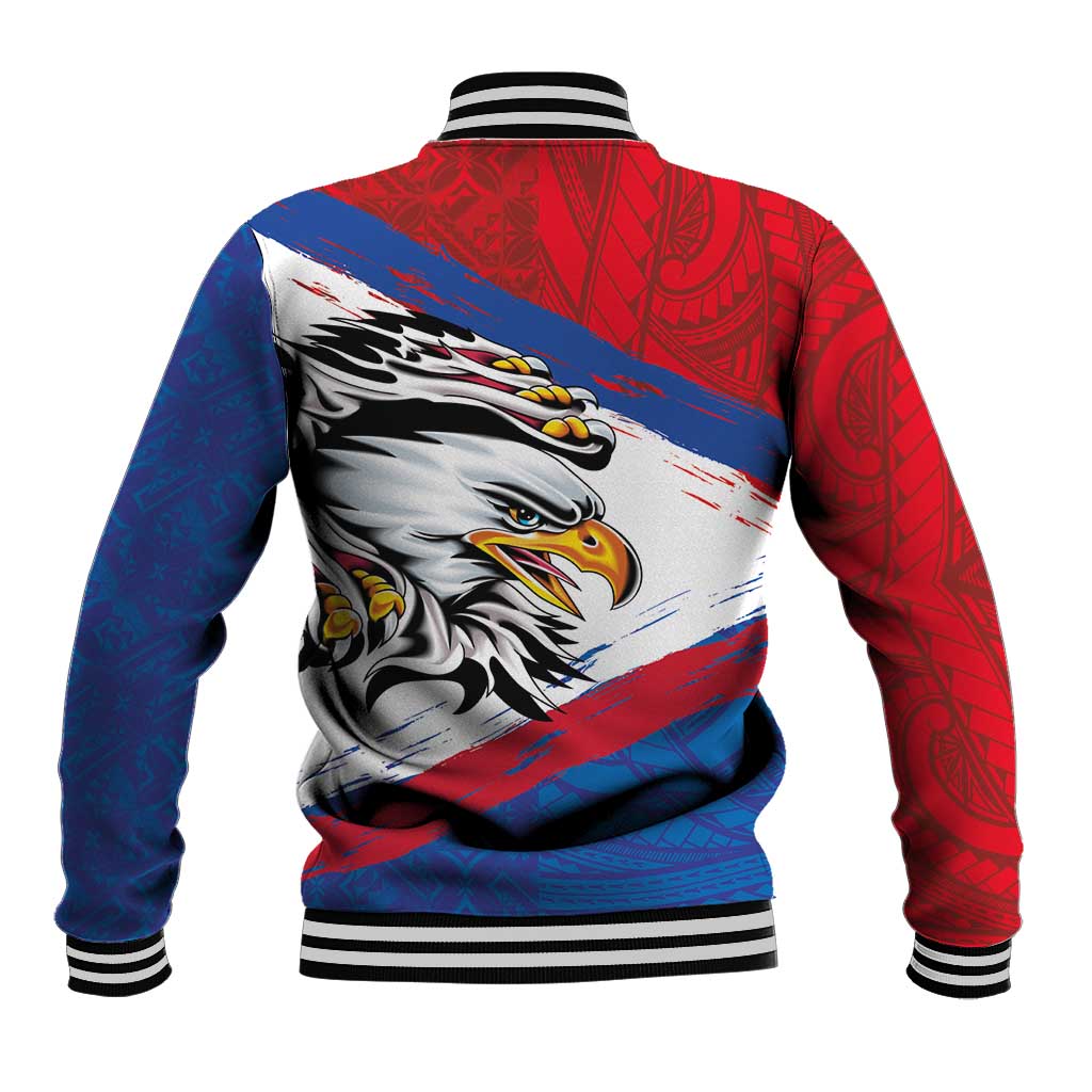 American Samoa Flag Day Baseball Jacket Polynesian Art Geometric with Flag Brush Style