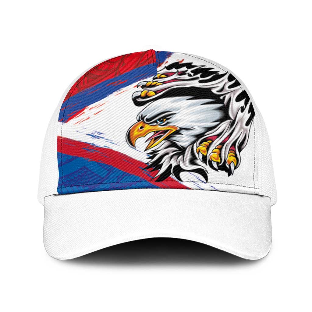 American Samoa Flag Day Baseball Net Cap Polynesian Art Geometric with Flag Brush Style
