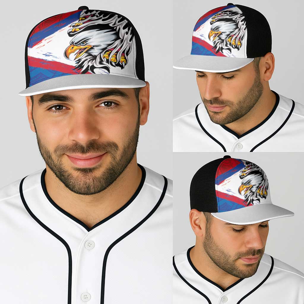 American Samoa Flag Day Baseball Net Cap Polynesian Art Geometric with Flag Brush Style