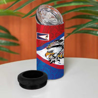 American Samoa Flag Day 4 in 1 Can Cooler Tumbler Polynesian Art Geometric with Flag Brush Style