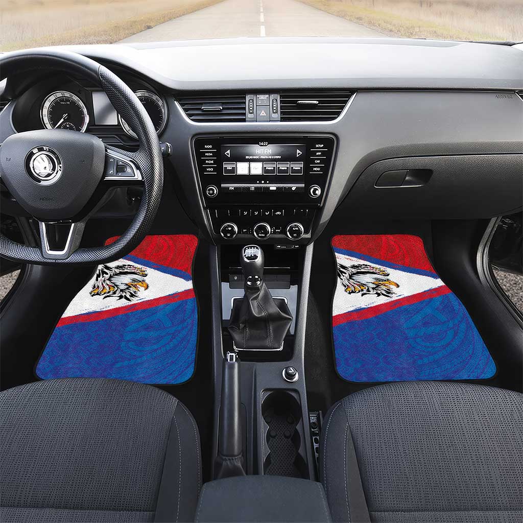 American Samoa Flag Day Car Mats Polynesian Art Geometric with Flag Brush Style
