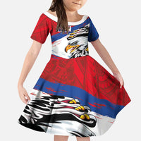 American Samoa Flag Day Family Matching Mermaid Dress and Hawaiian Shirt Polynesian Art Geometric with Flag Brush Style LT03 Daughter's Dress Multicolor - Polynesian Pride