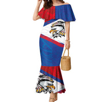 American Samoa Flag Day Family Matching Mermaid Dress and Hawaiian Shirt Polynesian Art Geometric with Flag Brush Style LT03 Mom's Dress Multicolor - Polynesian Pride