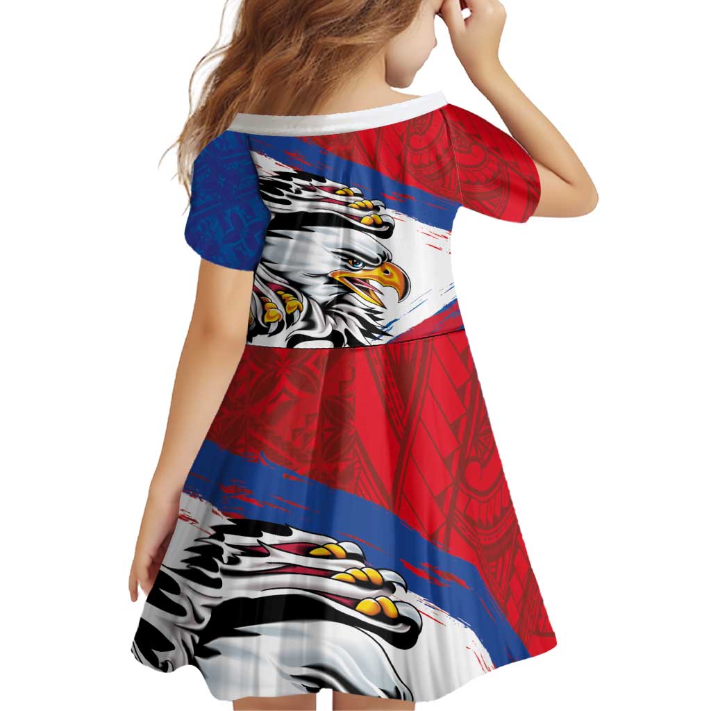 American Samoa Flag Day Family Matching Off Shoulder Maxi Dress and Hawaiian Shirt Polynesian Art Geometric with Flag Brush Style LT03 - Polynesian Pride