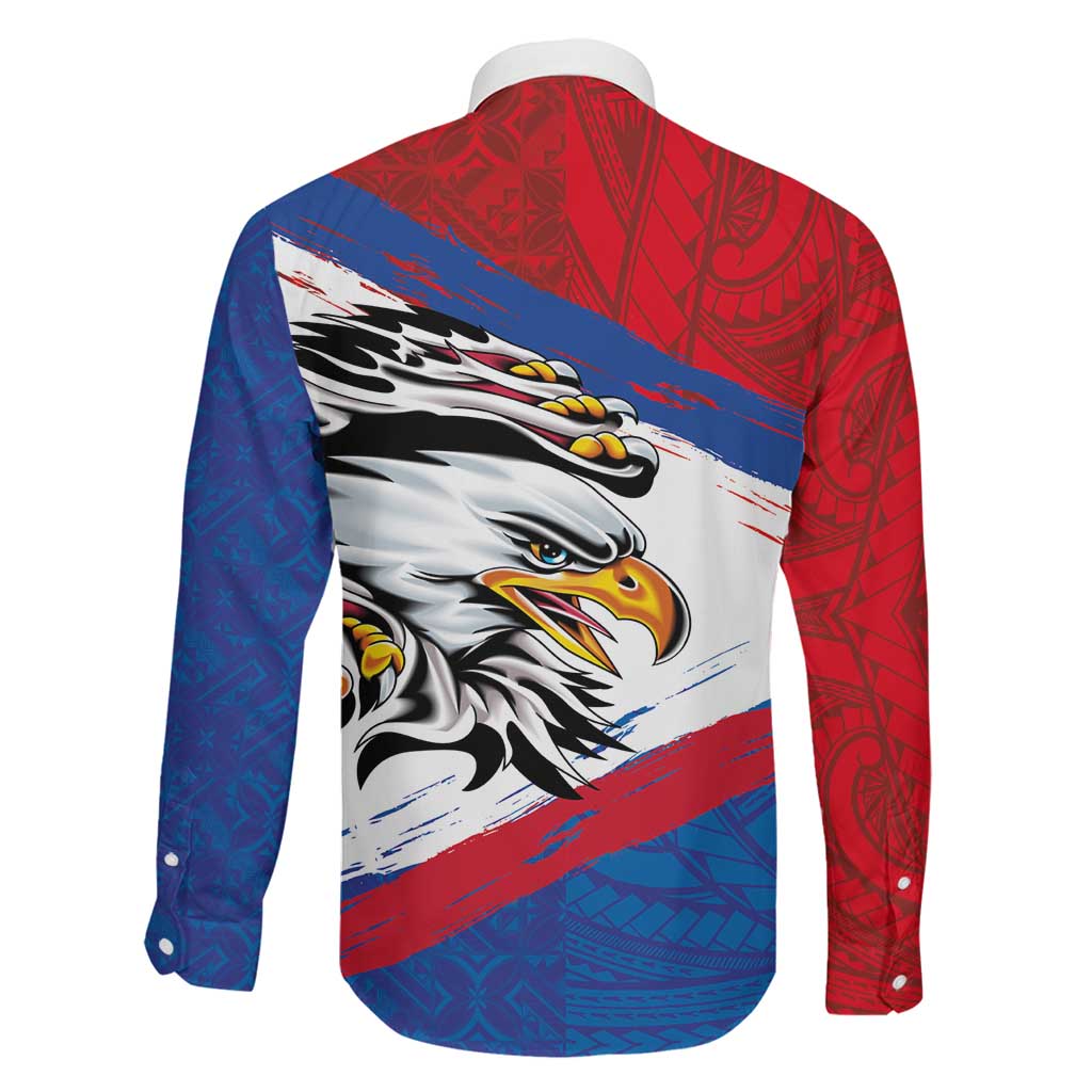 American Samoa Flag Day Family Matching Off Shoulder Short Dress and Hawaiian Shirt Polynesian Art Geometric with Flag Brush Style LT03 - Polynesian Pride