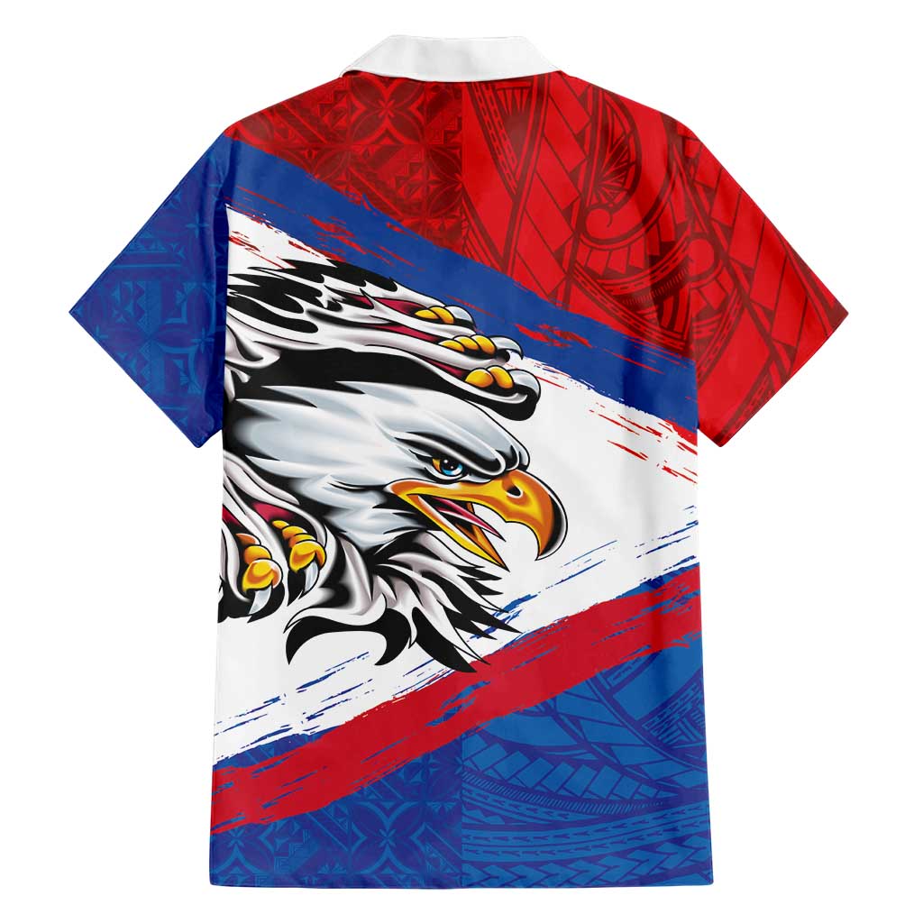 American Samoa Flag Day Family Matching Short Sleeve Bodycon Dress and Hawaiian Shirt Polynesian Art Geometric with Flag Brush Style LT03 - Polynesian Pride