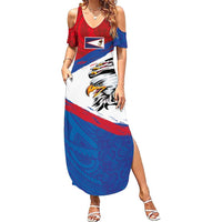 American Samoa Flag Day Family Matching Summer Maxi Dress and Hawaiian Shirt Polynesian Art Geometric with Flag Brush Style LT03 Mom's Dress Multicolor - Polynesian Pride