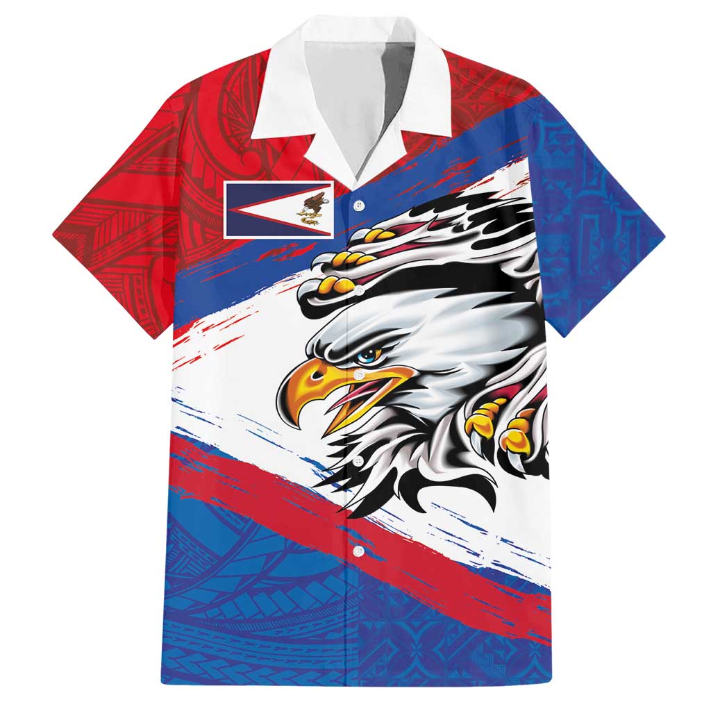 American Samoa Flag Day Hawaiian Shirt Polynesian Art Geometric with Flag Brush Style
