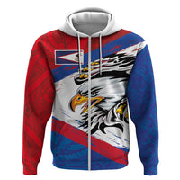 American Samoa Flag Day Hoodie Polynesian Art Geometric with Flag Brush Style LT03 Zip Hoodie Multicolor - Polynesian Pride