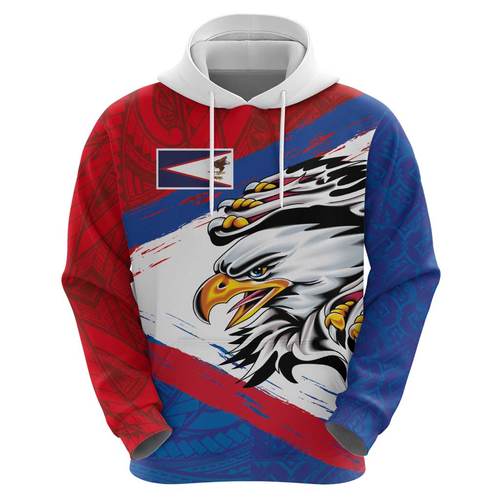 American Samoa Flag Day Hoodie Polynesian Art Geometric with Flag Brush Style LT03 - Polynesian Pride