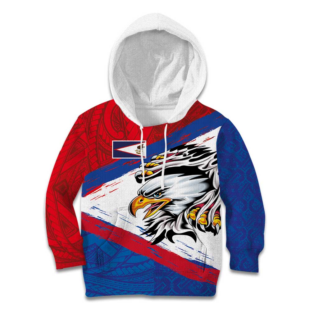 American Samoa Flag Day Kid Hoodie Polynesian Art Geometric with Flag Brush Style LT03 Hoodie Multicolor - Polynesian Pride
