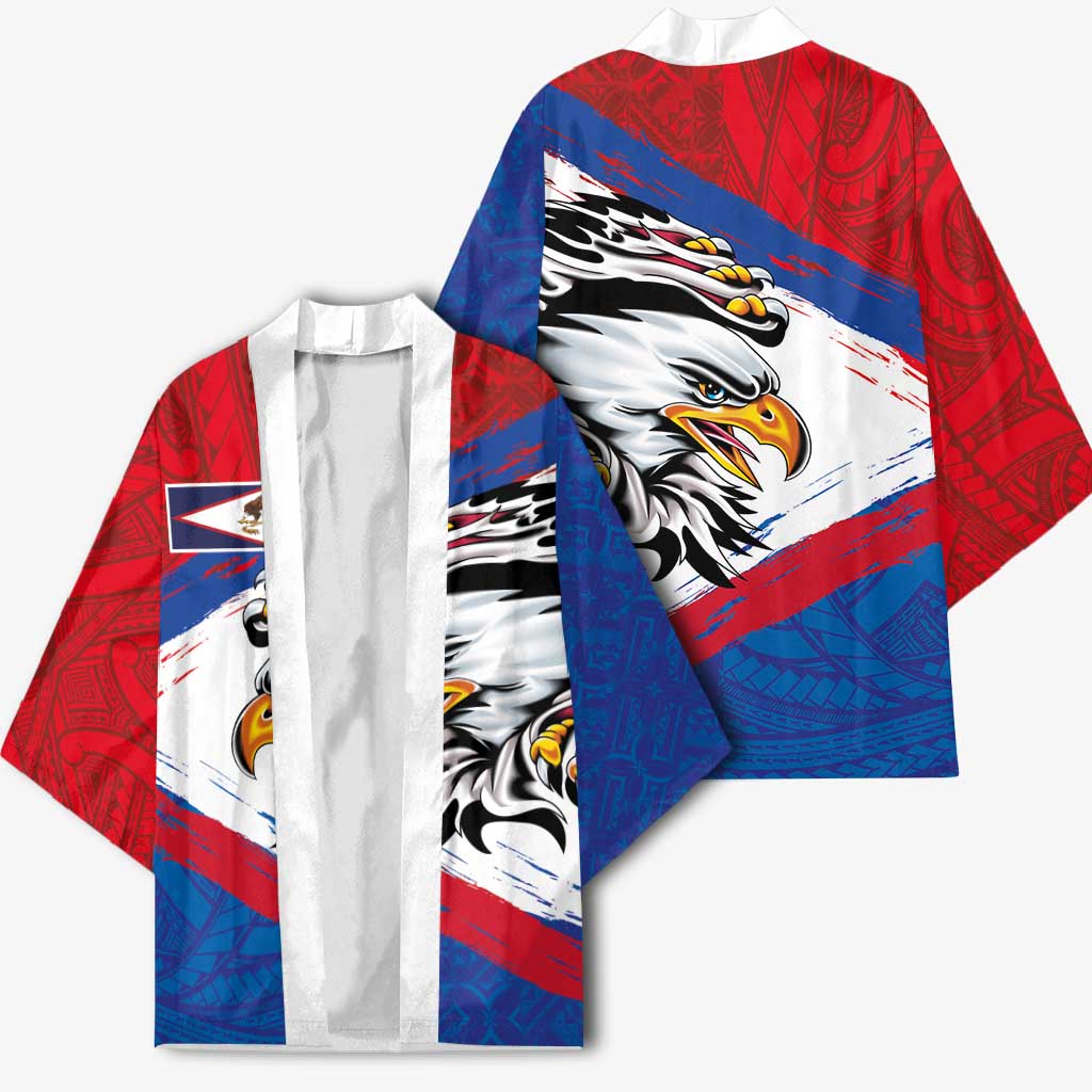 American Samoa Flag Day Kimono Polynesian Art Geometric with Flag Brush Style