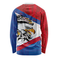 American Samoa Flag Day Long Sleeve Shirt Polynesian Art Geometric with Flag Brush Style