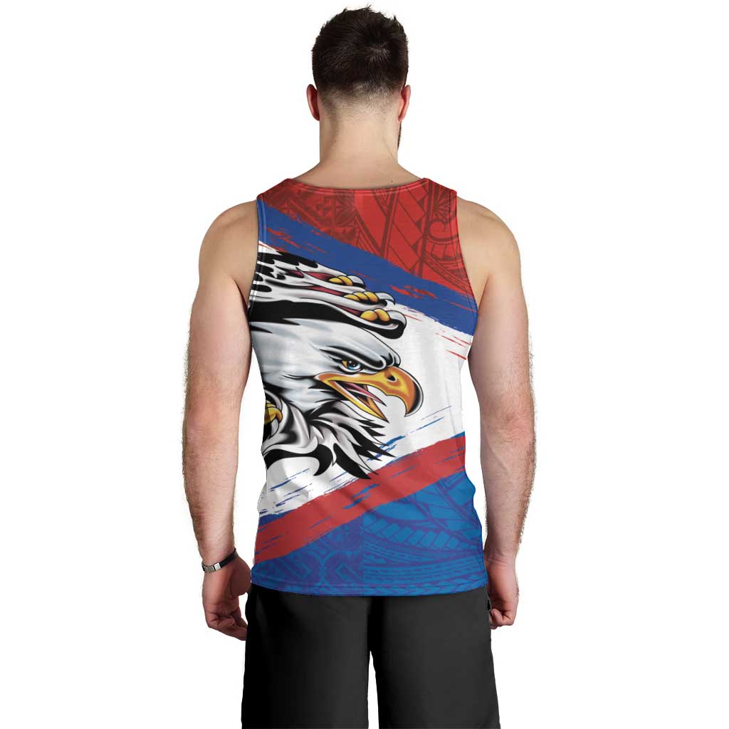 American Samoa Flag Day Men Tank Top Polynesian Art Geometric with Flag Brush Style