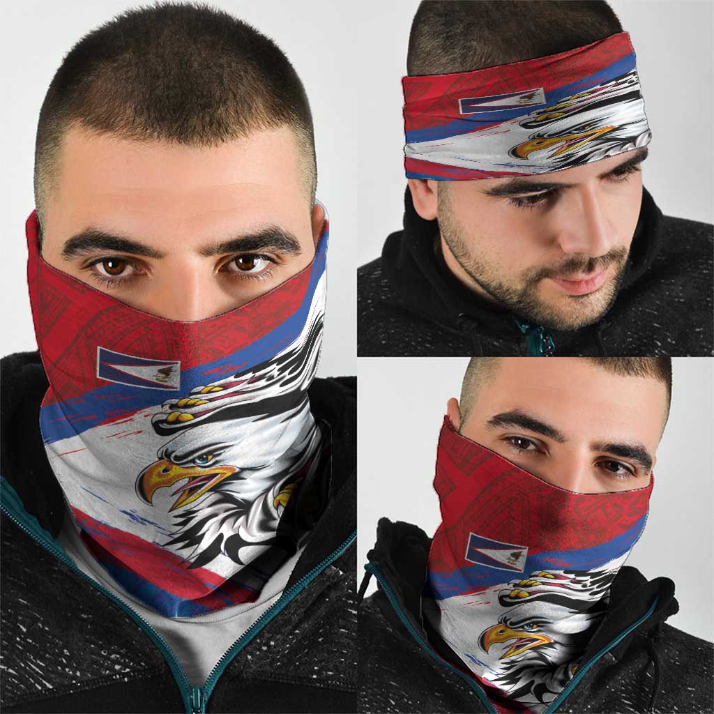 American Samoa Flag Day Neck Gaiter Polynesian Art Geometric with Flag Brush Style