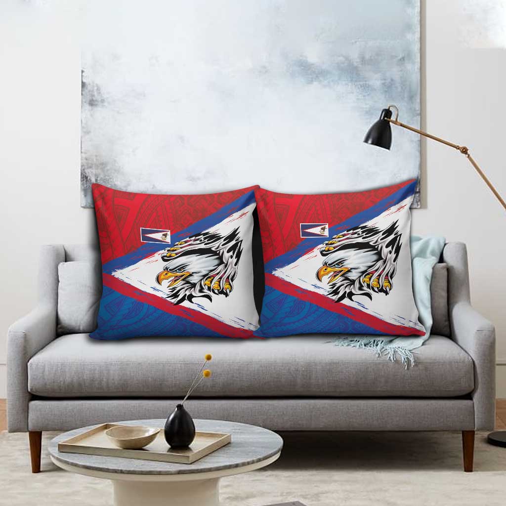 American Samoa Flag Day Pillow Cover Polynesian Art Geometric with Flag Brush Style