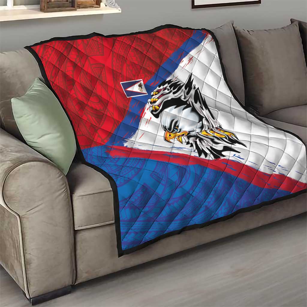 American Samoa Flag Day Quilt Polynesian Art Geometric with Flag Brush Style