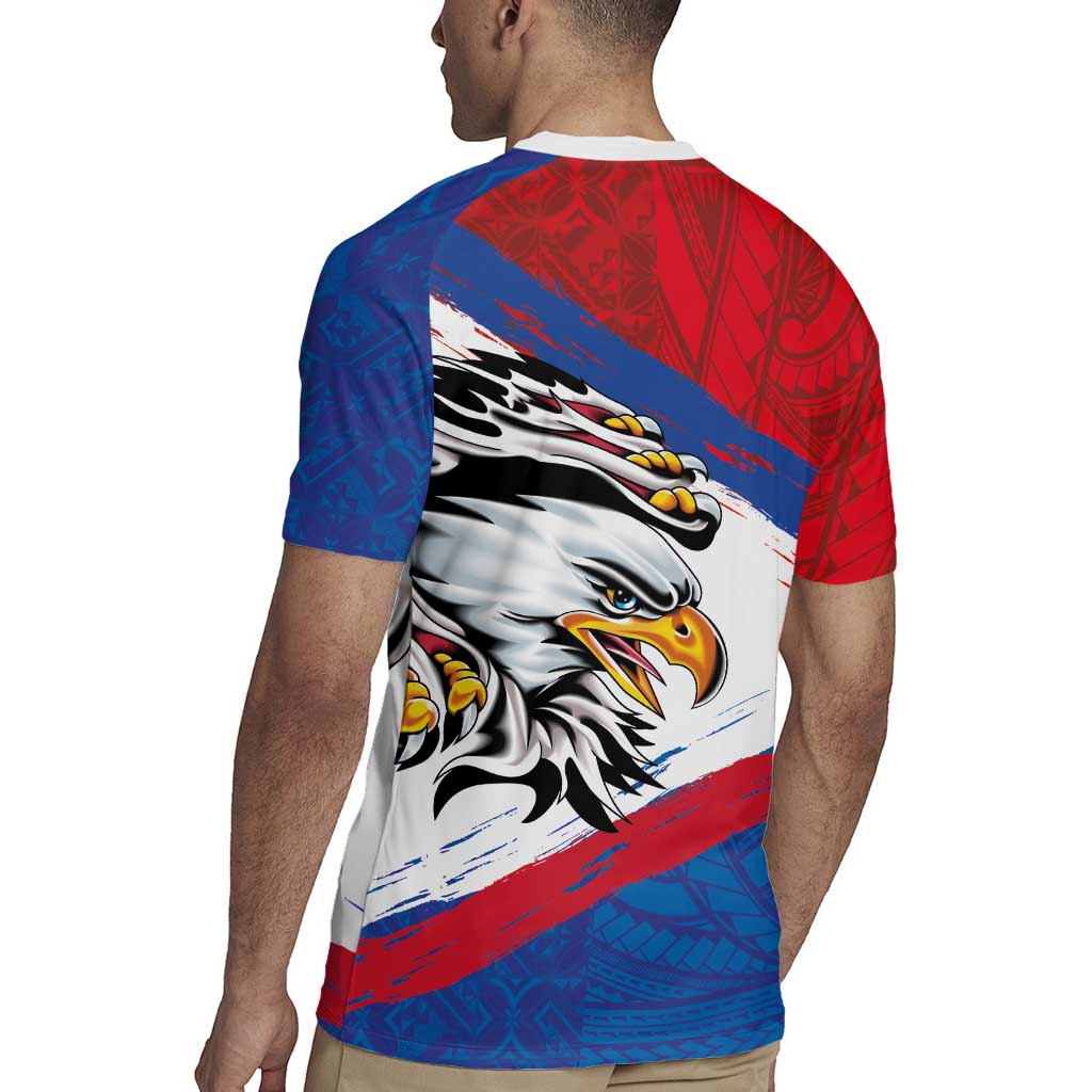American Samoa Flag Day Rugby Jersey Polynesian Art Geometric with Flag Brush Style