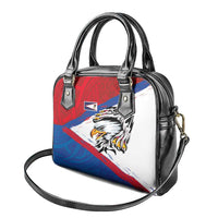 American Samoa Flag Day Shoulder Handbag Polynesian Art Geometric with Flag Brush Style