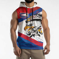 American Samoa Flag Day Sleeveless Hoodie Polynesian Art Geometric with Flag Brush Style LT03 - Polynesian Pride