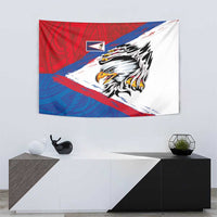 American Samoa Flag Day Tapestry Polynesian Art Geometric with Flag Brush Style