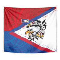 American Samoa Flag Day Tapestry Polynesian Art Geometric with Flag Brush Style