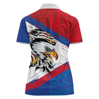 American Samoa Flag Day Women Polo Shirt Polynesian Art Geometric with Flag Brush Style