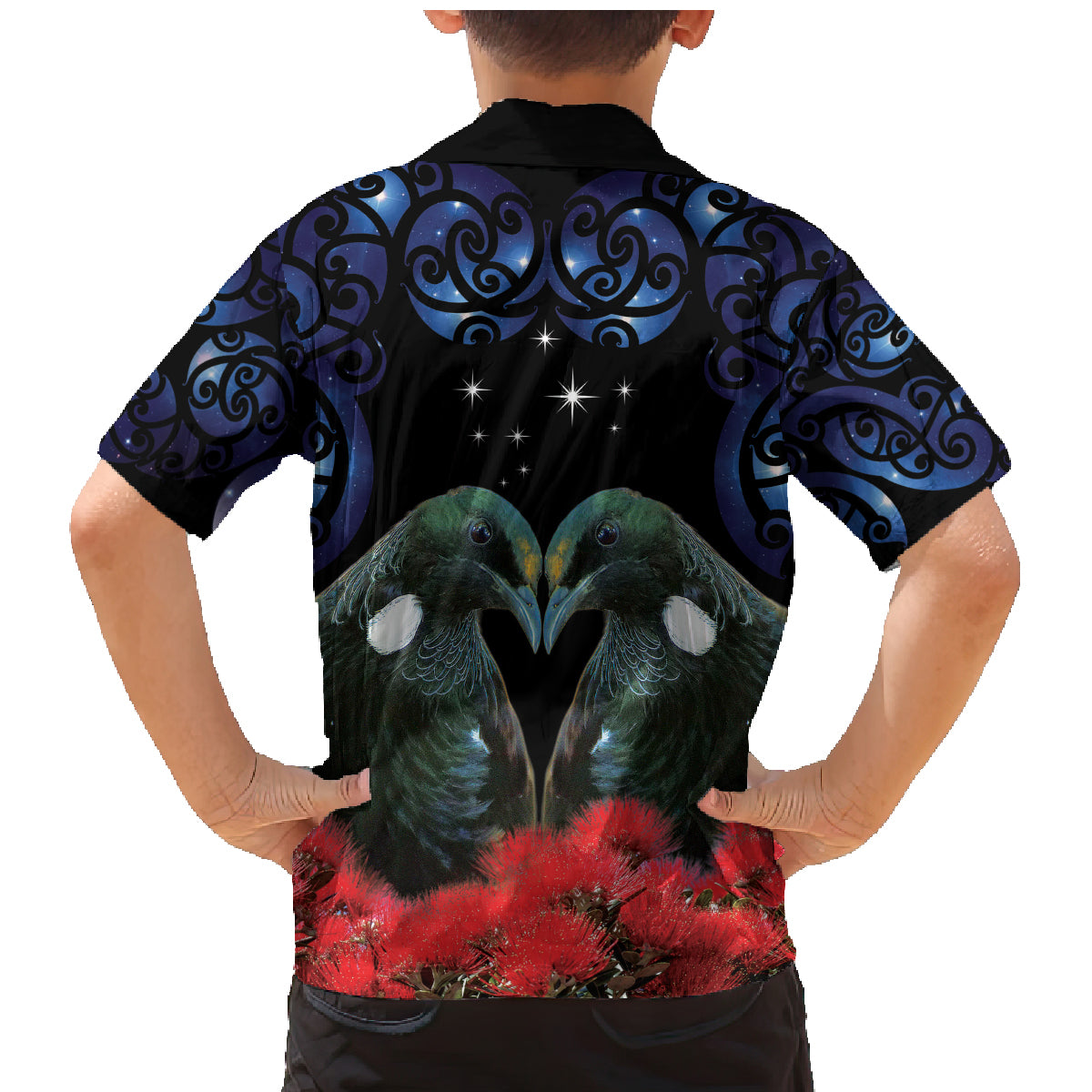 New Zealand Maori Matariki Family Matching Mermaid Dress and Hawaiian Shirt Hongi Tui Bird Pohutukawa and Polynesia Tribal LT03 - Polynesian Pride