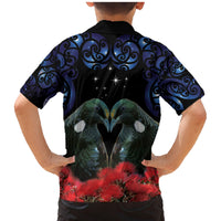 New Zealand Maori Matariki Family Matching Mermaid Dress and Hawaiian Shirt Hongi Tui Bird Pohutukawa and Polynesia Tribal LT03 - Polynesian Pride