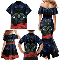 New Zealand Maori Matariki Family Matching Mermaid Dress and Hawaiian Shirt Hongi Tui Bird Pohutukawa and Polynesia Tribal LT03 - Polynesian Pride