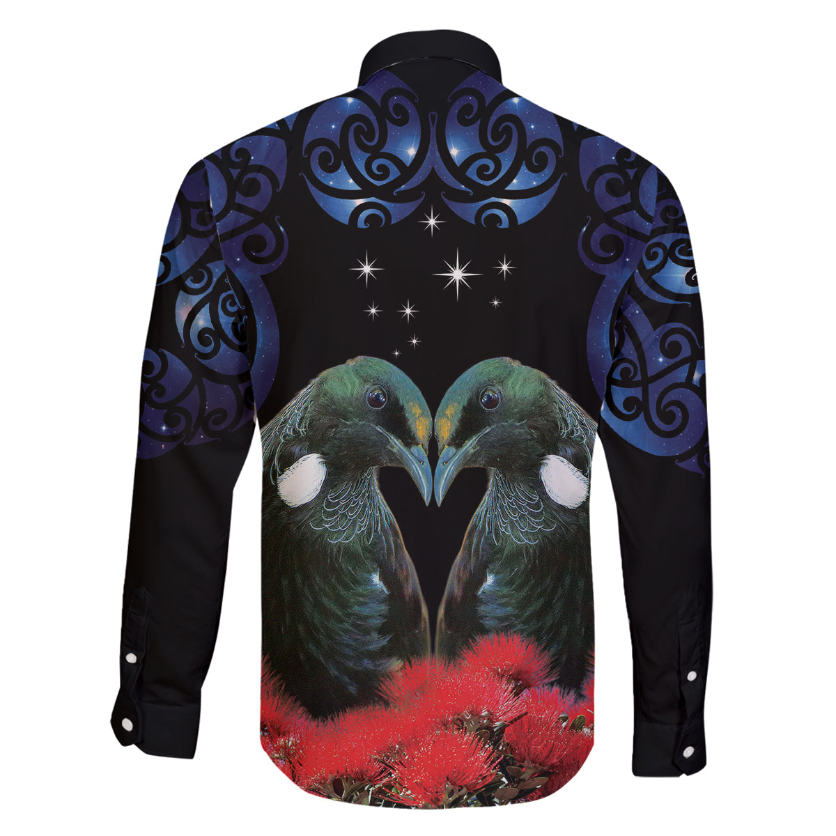 New Zealand Maori Matariki Family Matching Puletasi and Hawaiian Shirt Hongi Tui Bird Pohutukawa and Polynesia Tribal LT03 - Polynesian Pride