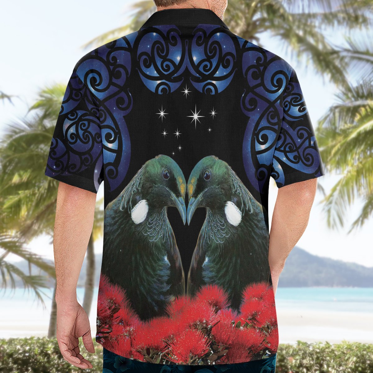 New Zealand Maori Matariki Hawaiian Shirt Hongi Tui Bird Pohutukawa and Polynesia Tribal LT03 - Polynesian Pride