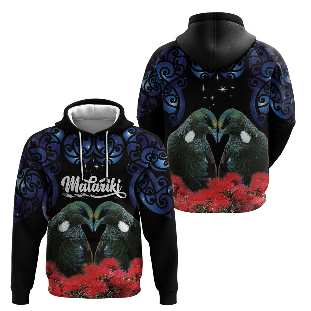 New Zealand Maori Matariki Hoodie Hongi Tui Bird Pohutukawa and Polynesia Tribal LT03 - Polynesian Pride